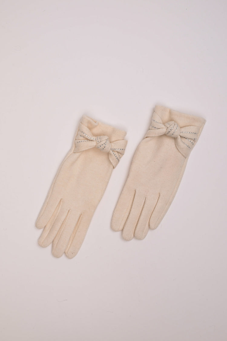 Rhinestone bow gloves