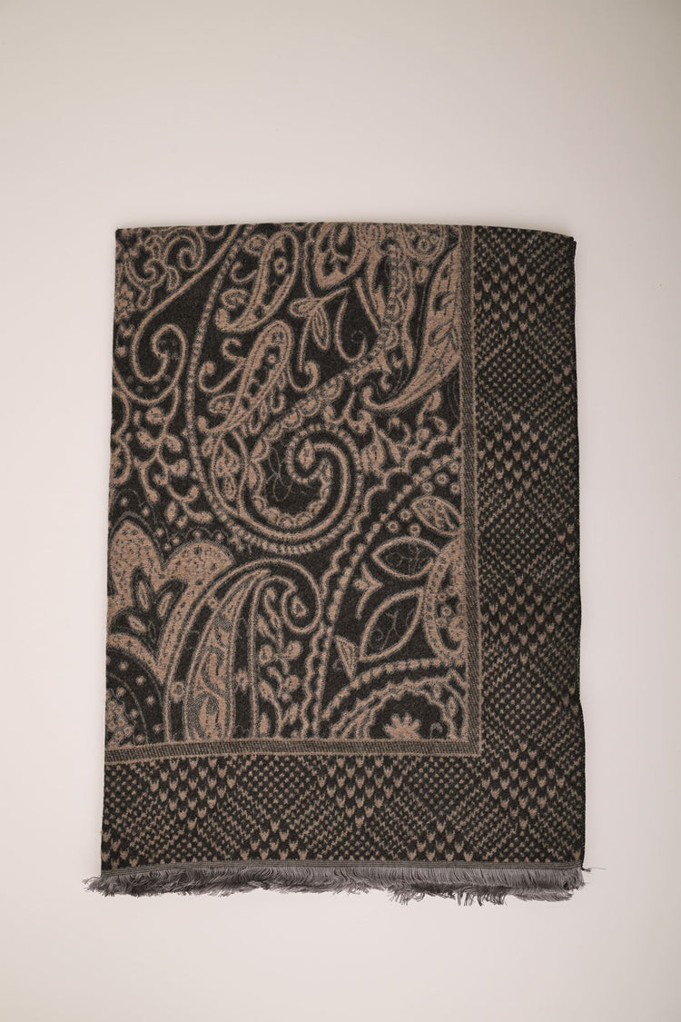 Wool-blend paisley jacquard scarf