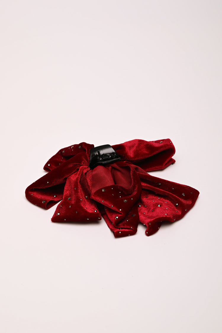 Velvet bow hair clip