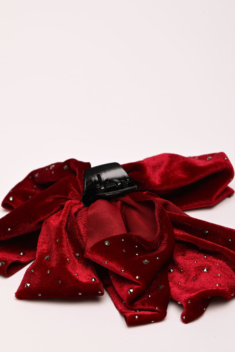 Velvet bow hair clip