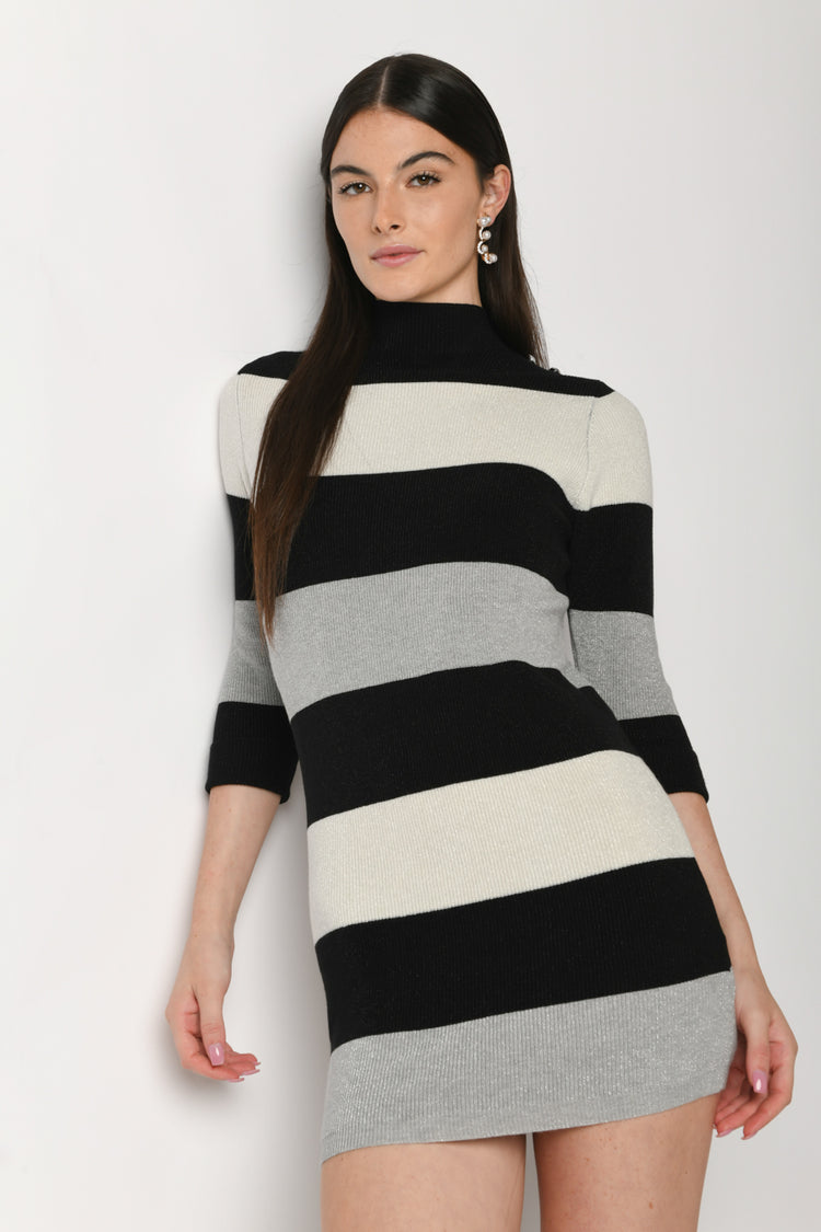 Striped lurex knit dress