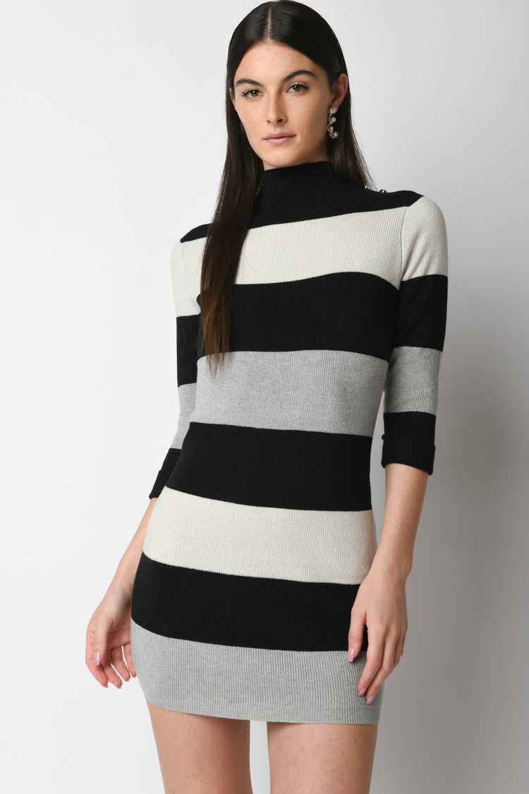 Striped lurex knit dress