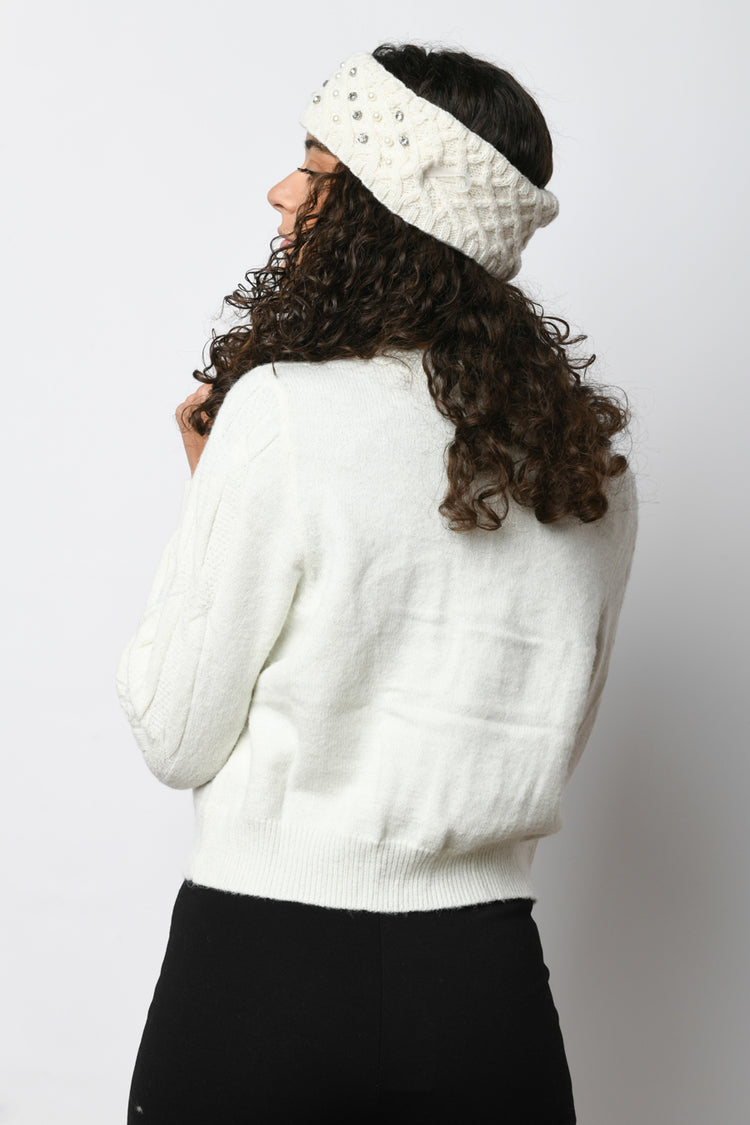 Cable-knit mock sweater