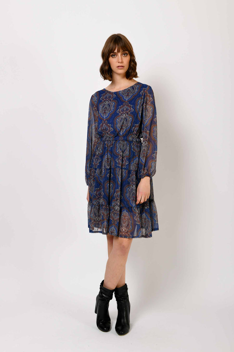 Lurex paisley print dress