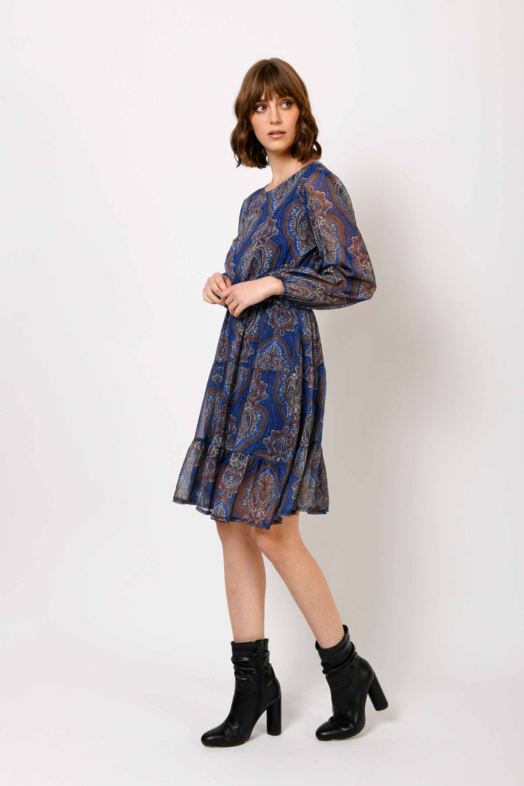 Lurex paisley print dress