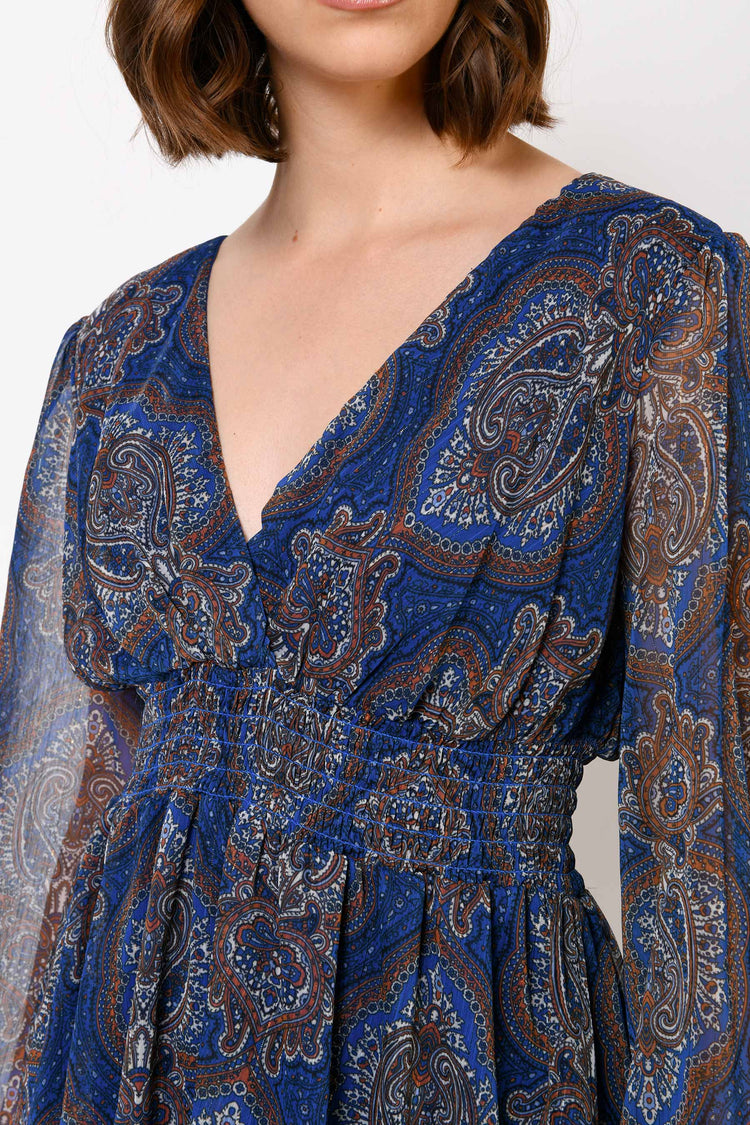 Lurex paisley print mini dress