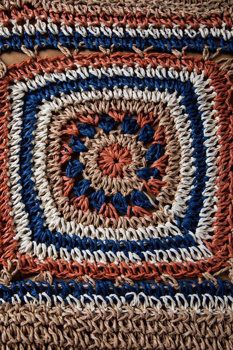 Geometric motif straw bag