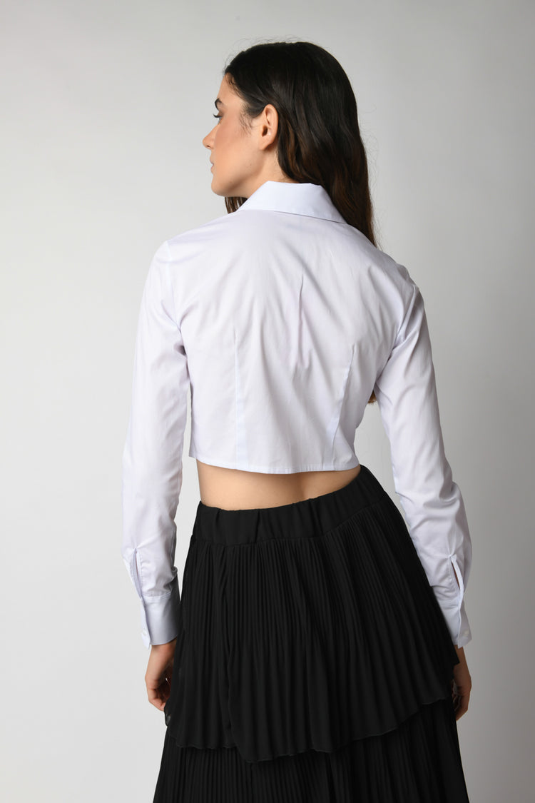 Tie-detail cropped shirt