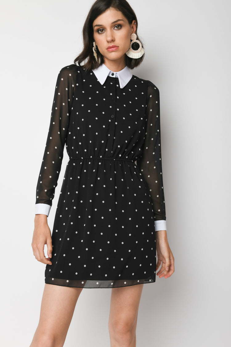 Polka-dot print shirt dress