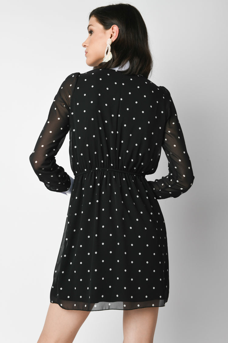 Polka-dot print shirt dress