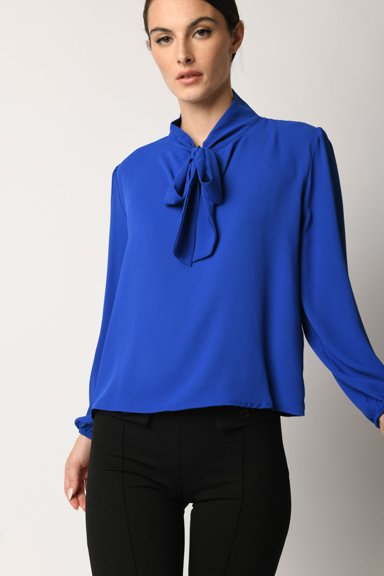 Pussy-bow-neck blouse