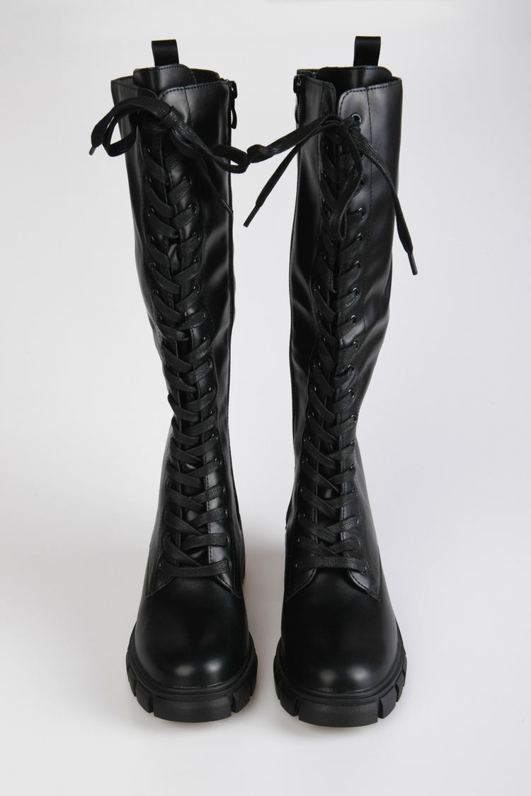 Faux leather lace-up boots