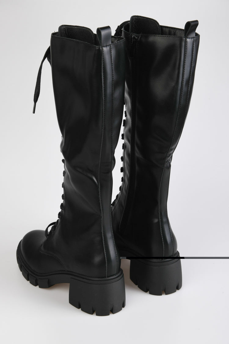 Faux leather lace-up boots