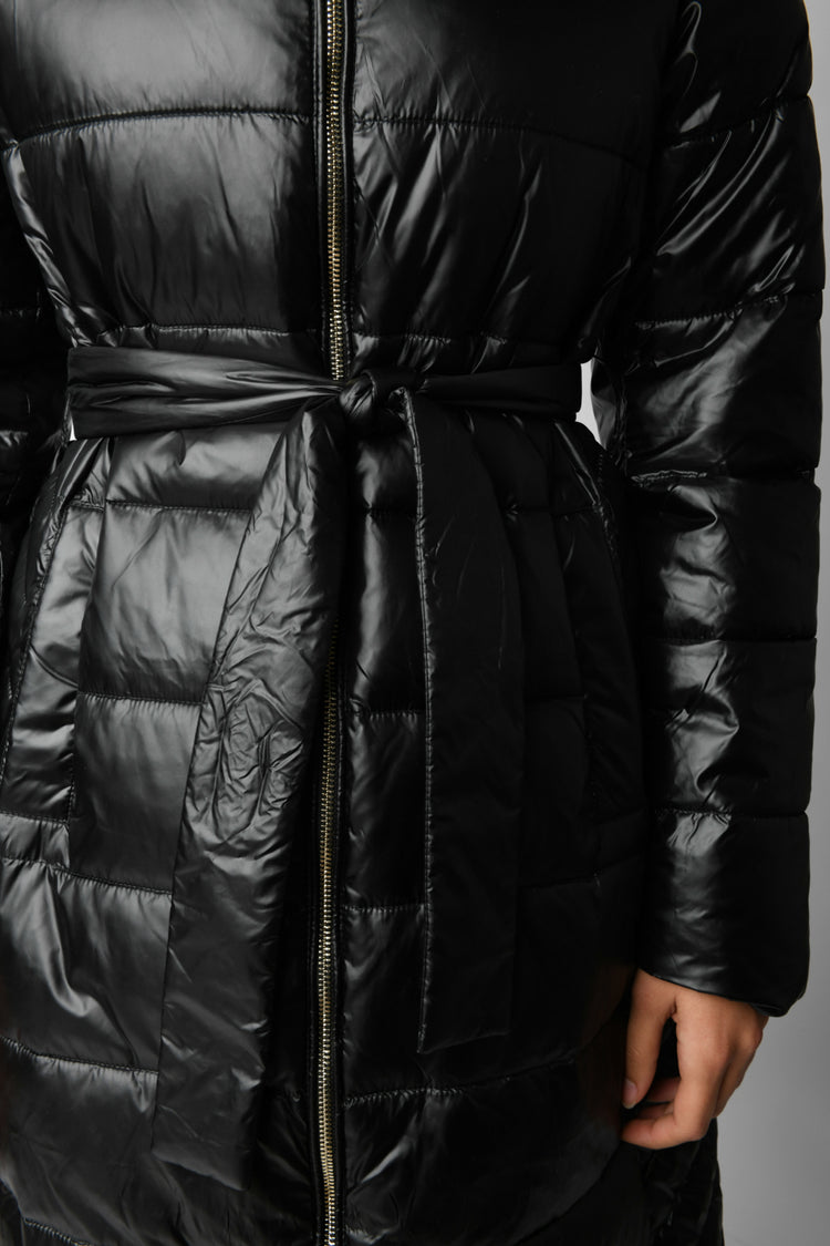 Hooded long down jacket