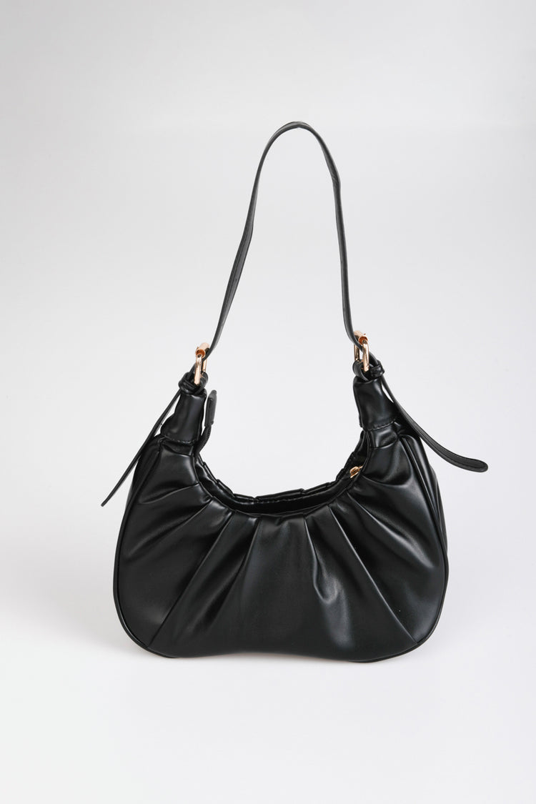 Pleated faux leather bag