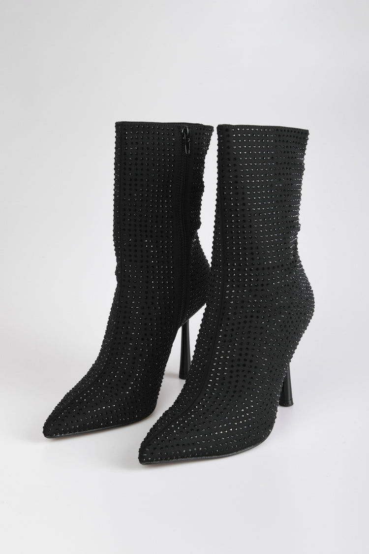 Rhinestone embellished ankle boots