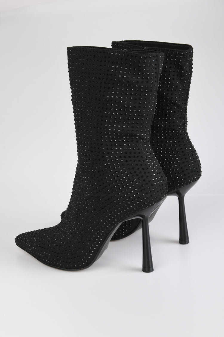 Rhinestone embellished ankle boots