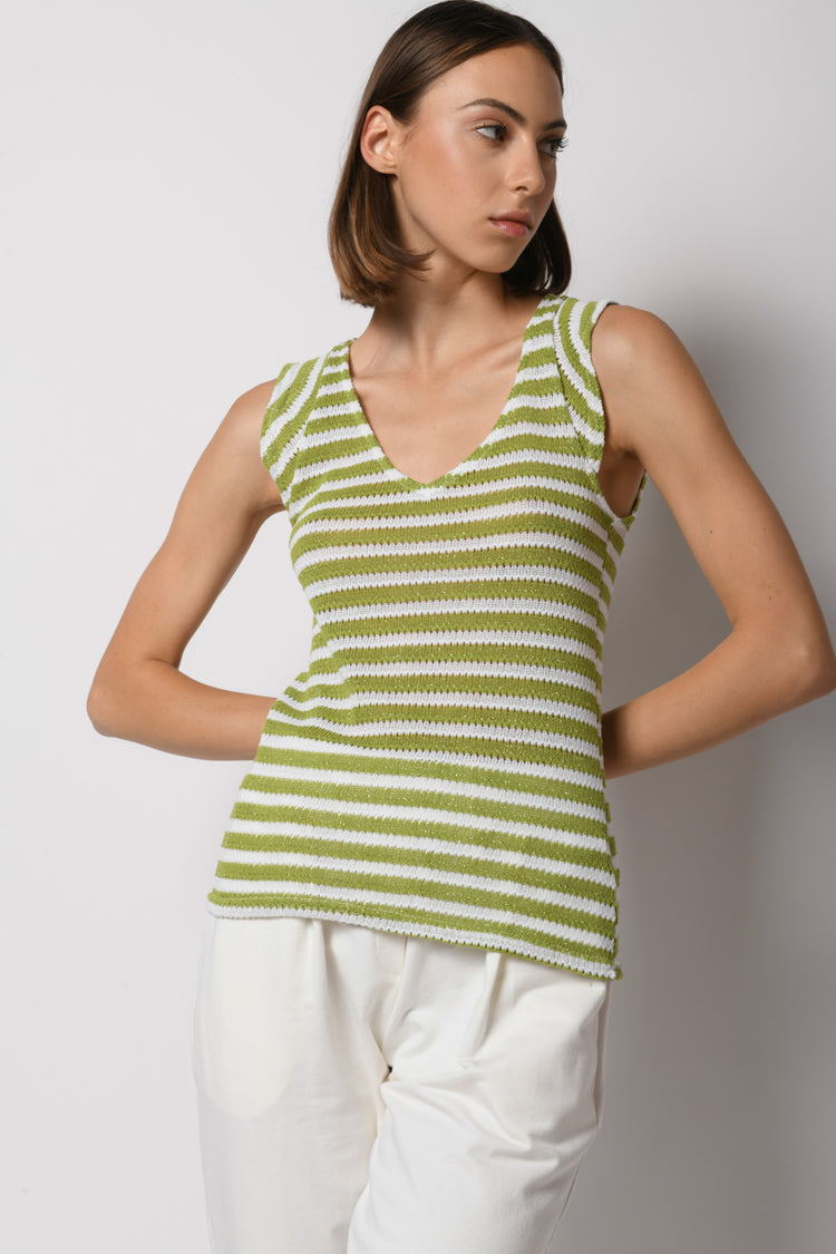 Striped lurex knit top