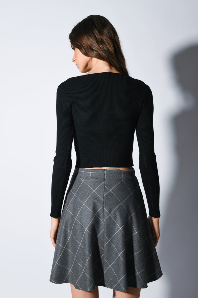 Check-motif full skirt