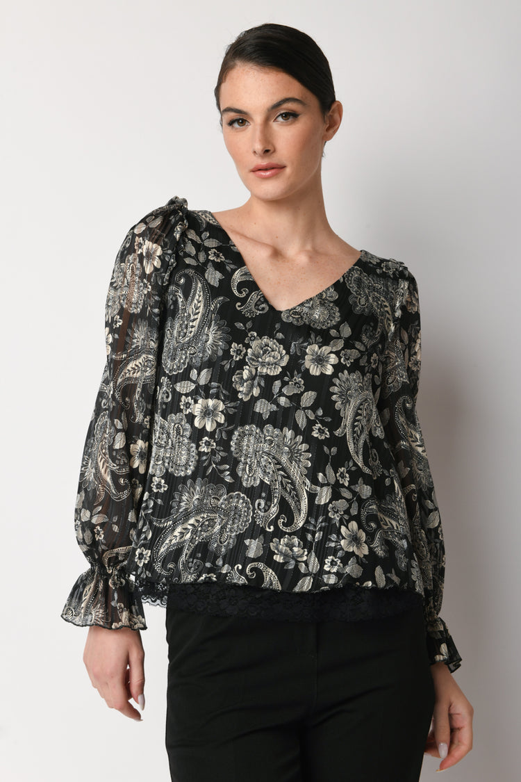 Floral-ethnic print blouse