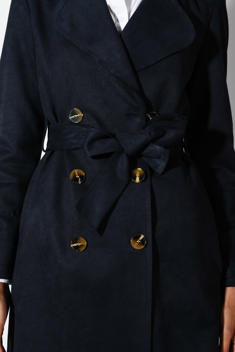 Suede effect trench coat