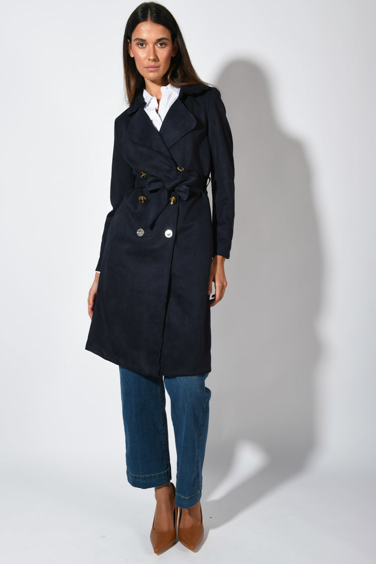 Suede effect trench coat