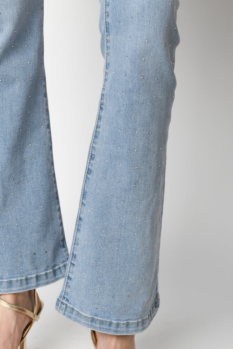 Rhinestoned flared jeans