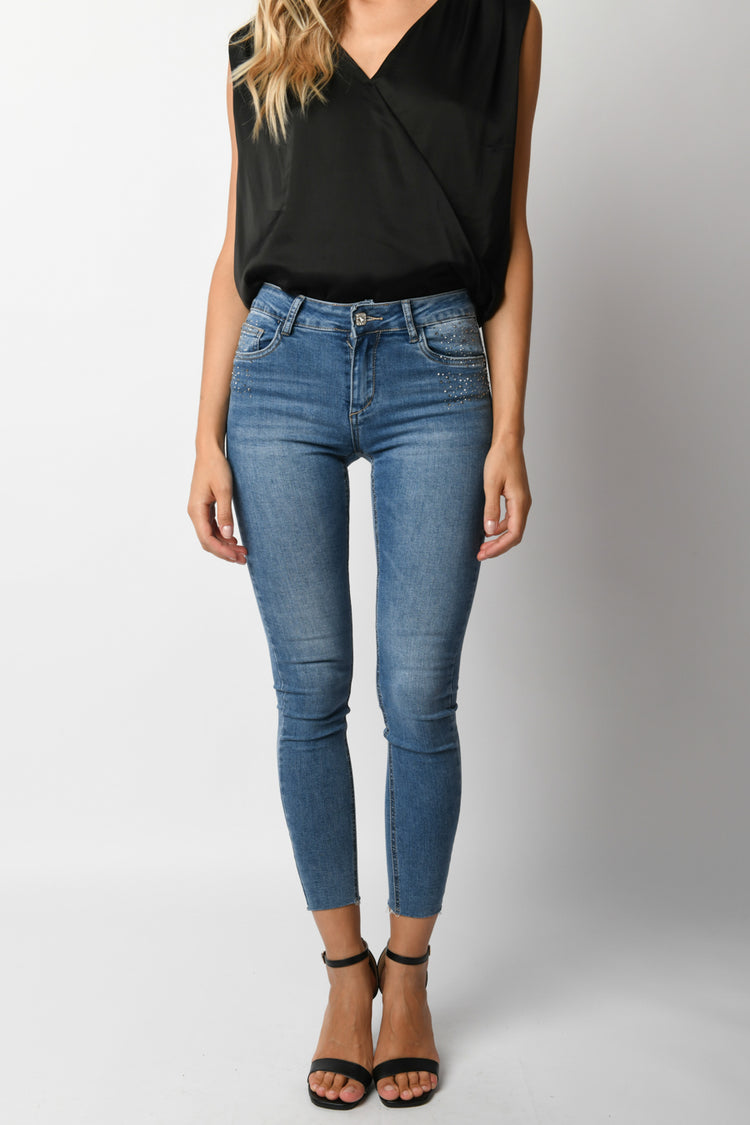 Rhinestoned skinny jeans