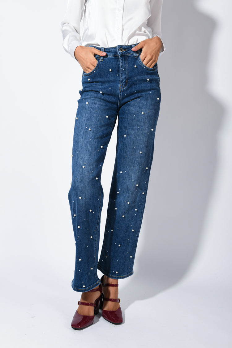 All-over pearls jeans