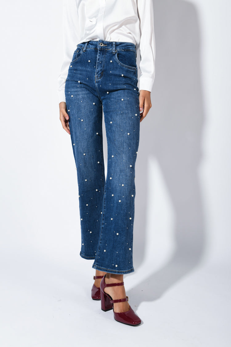 All-over pearls jeans