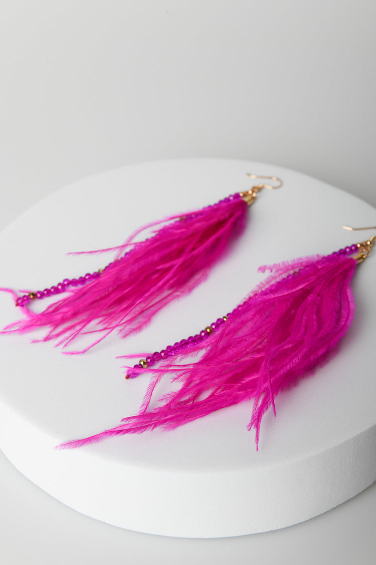 Feathers and beads earrings
