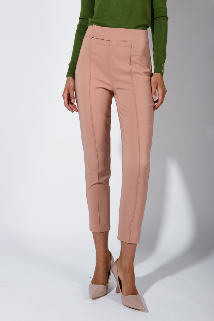 Central topstitching trousers