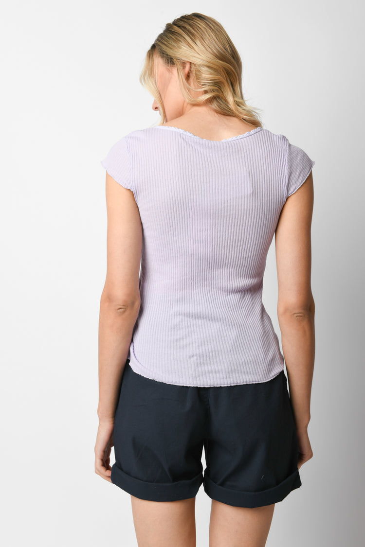 Ribbed knit cotton top