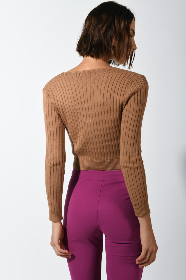 Rib-knit cropped cardigan