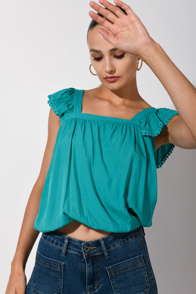 Ruffled viscose top