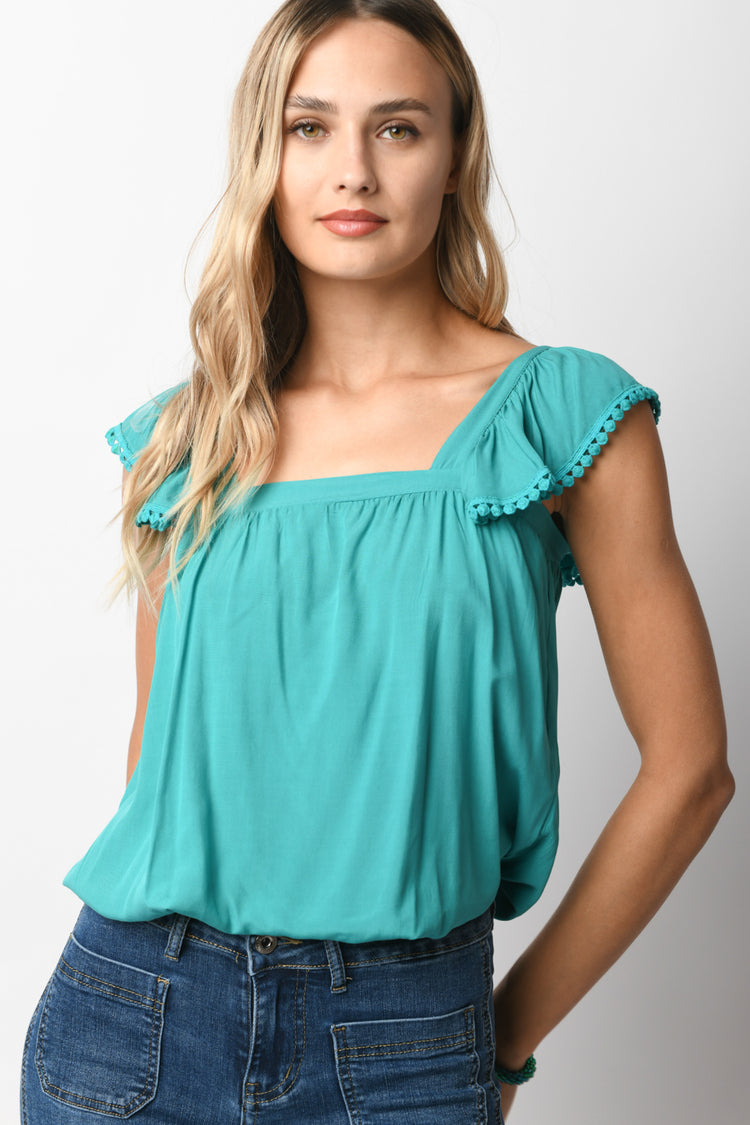 Ruffled viscose top