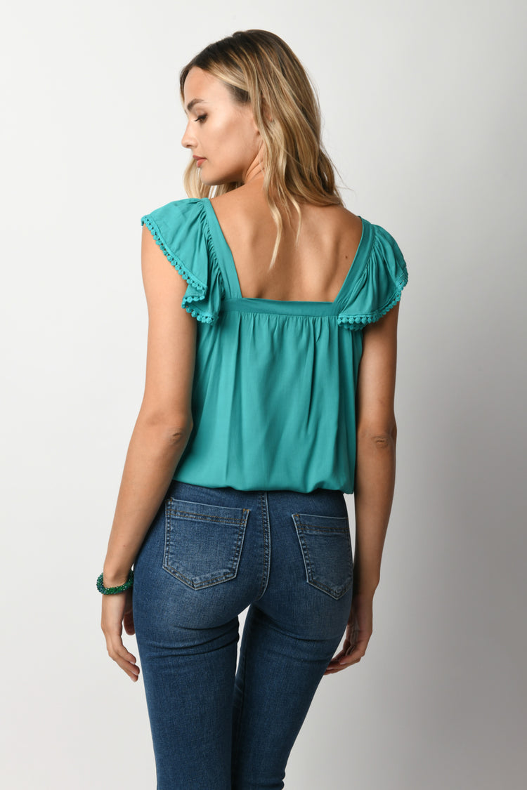 Ruffled viscose top