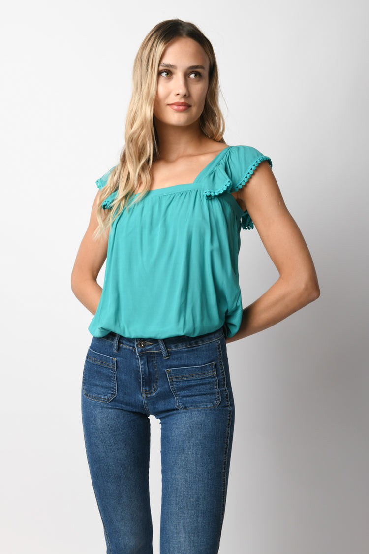 Ruffled viscose top