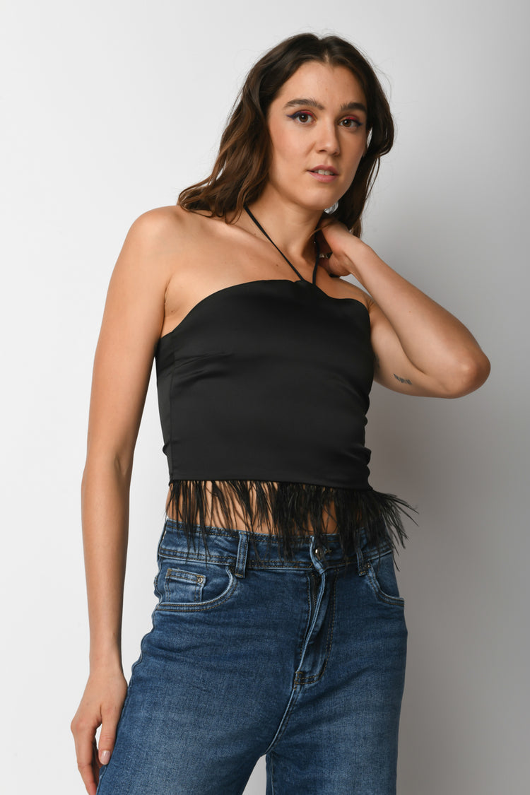 Feathers cropped top