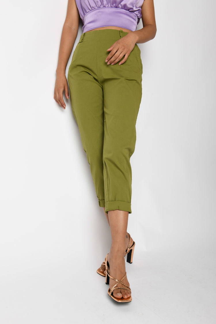 Belted cropped trousers