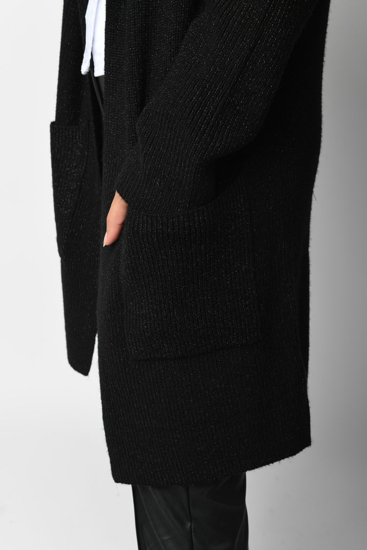 Lurex knit long cardigan
