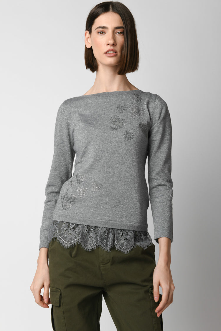Lace and hearts sweater