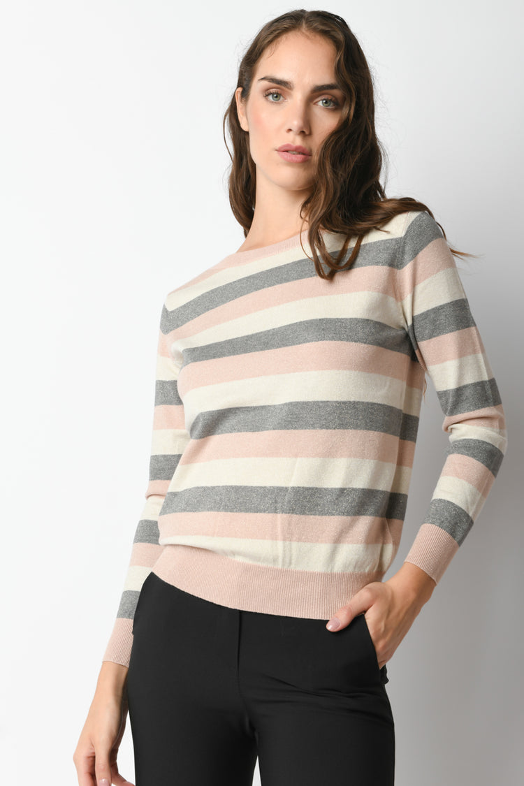 Striped lurex knit sweater