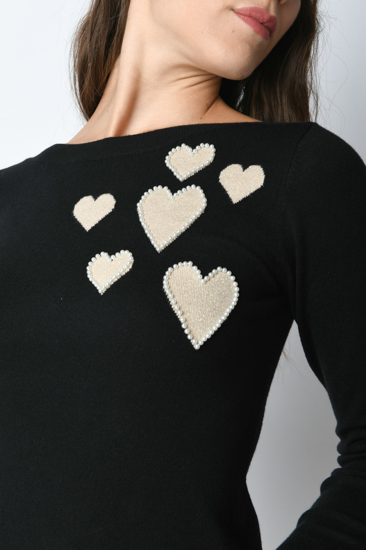 Hearts and pearls sweater