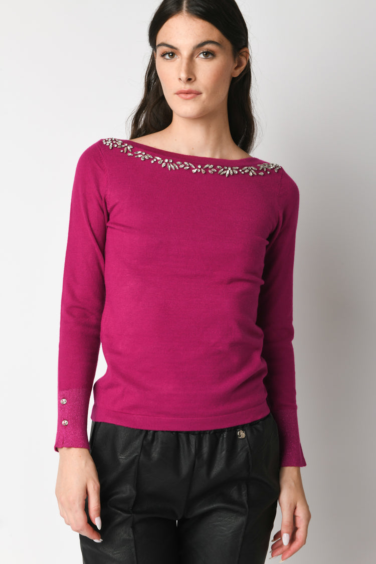 Crystal-embellished sweater