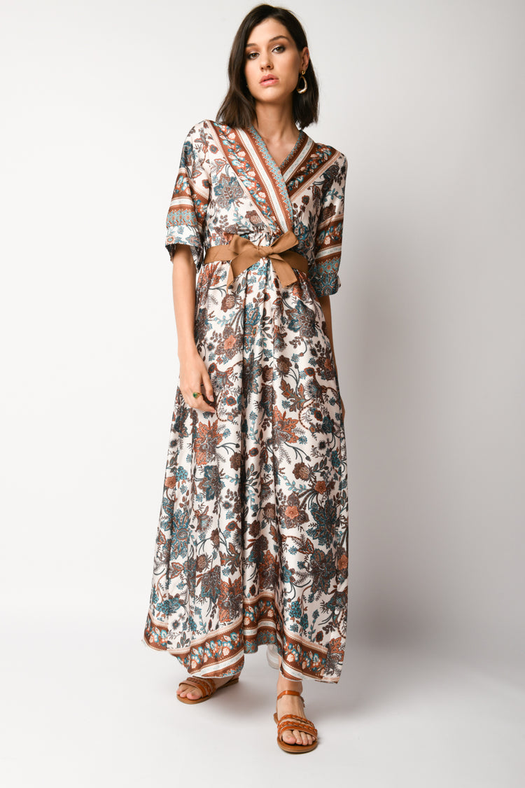 Floral print kimono-style dress