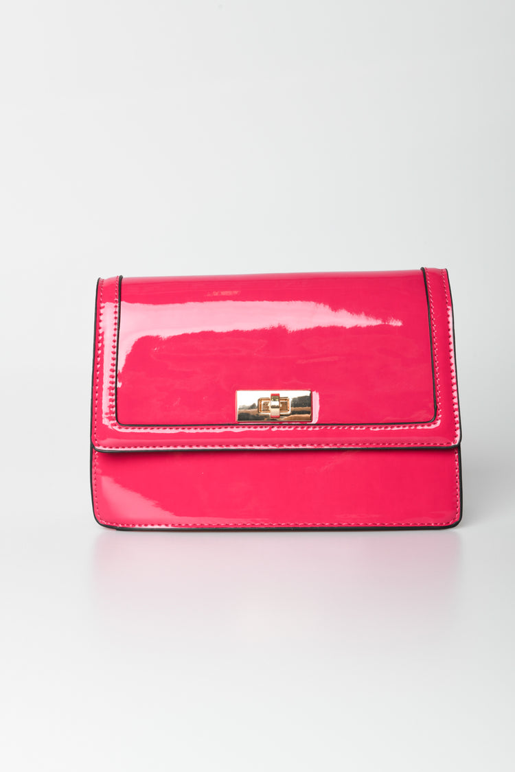 Faux patent leather crossbody bag