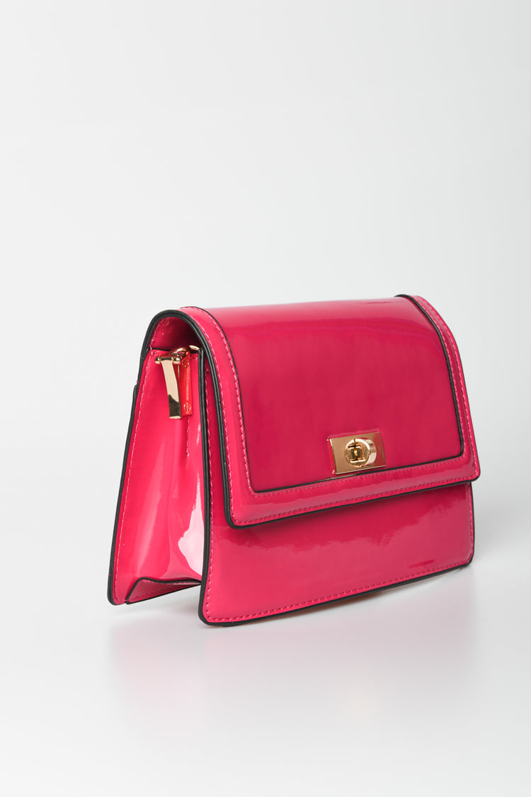 Faux patent leather crossbody bag