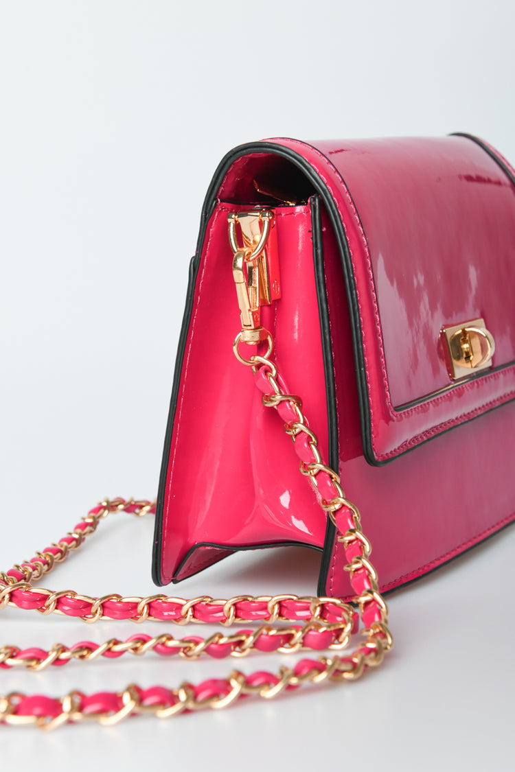 Faux patent leather crossbody bag