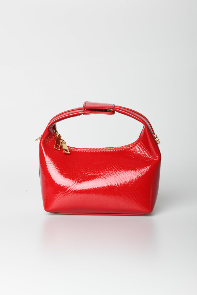 Faux patent leather hobo bag